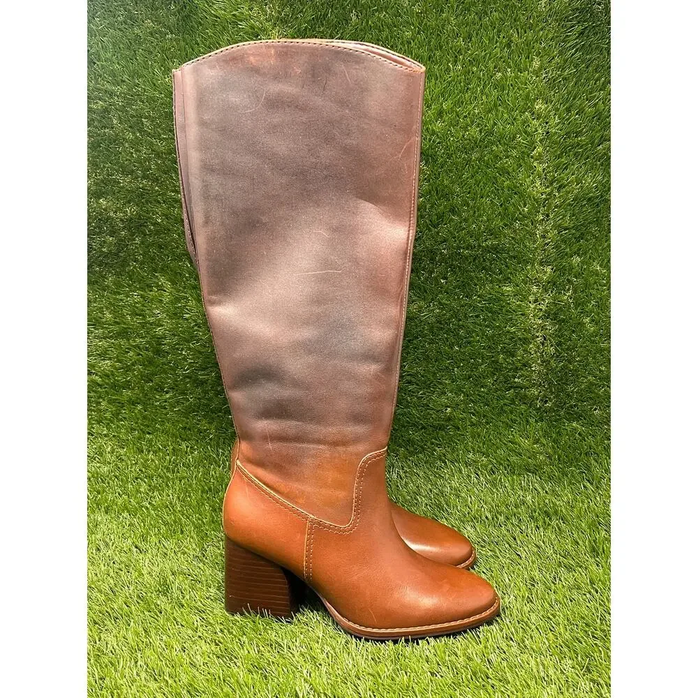 Vince Camuto Women's 6.5M Chocolate Fade Leila Leather Knee High Boots